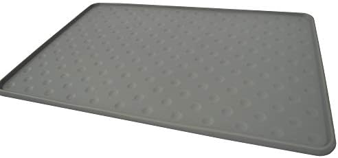 PetFusion Toughgrip Large Plus Dog Food Mat [Just The Right Size Before Getting Too Big @ 27.5 x 17.5]. Waterproof, Extra Tough FDA Grade Silicone, Grey PetFusion