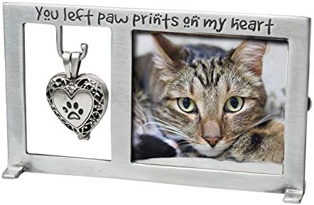 Cathedral Art Paw Prints on My Heart Pet Memorial Picture Frame, 2.25-inch by 2.5-inch photo, Silver Cathedral Art