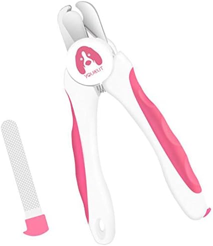 Dog Nail Clippers and Trimmers,Professional Grooming Tool with Safety Guard to Avoid Over Cutting,Free Nail File,Razor Sharp Blade,Sturdy Non Slip Handles for Large and Small Animals (Pink) YouCut