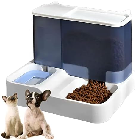 Kathson All-in-One Automatic Cat Feeder and Water Dispenser Set, Blue, Plastic, Multiple Pets Kathson