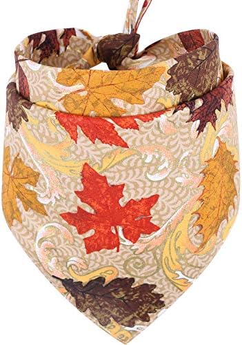 Thanksgiving Dog Bandana Fall Autumn Reversible Triangle Bibs Scarf Accessories for Dogs Cats Pets KZHAREEN