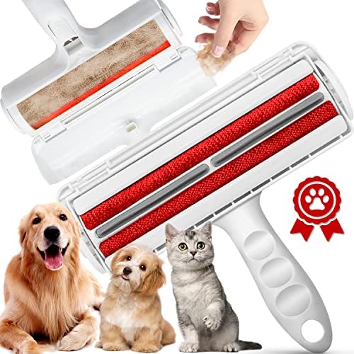 Pet Hair Remover Roller - Efficient Animal Hair Removal Tool for Cat & Dog Hair, Self-Cleaning Base, Red Color, Plastic, Manual, 1 Count (Reda) WOOTONG