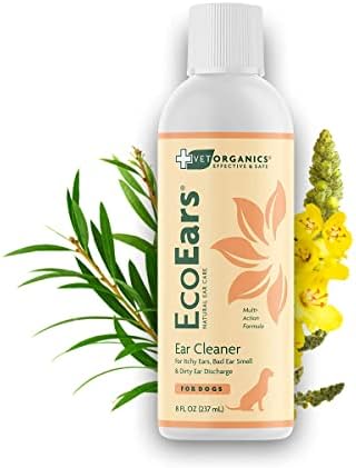 EcoEars Dog Ear Cleaner. Natural Multi-Action Formula. for Bad Discharge & Smell. Naturally Removes Foreign Matter and Cleanses The Most Difficult Ears. 100% Guaranteed Vet Organics