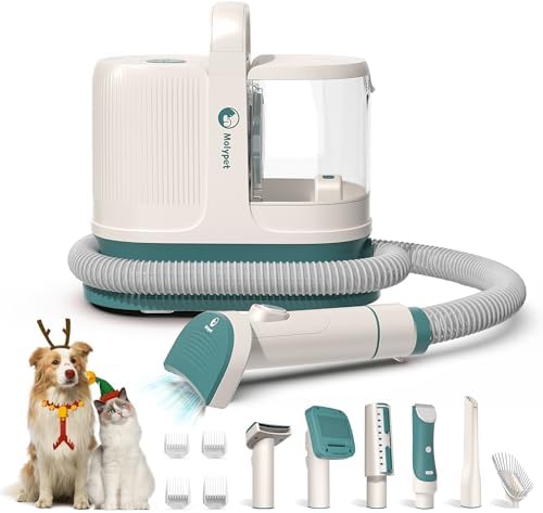 6-In-1 Pet Grooming Vacuum for Dogs & Cats - Suction of 99% Hair, 6 Tools for Shedding Thick/Thin Coats Molypet