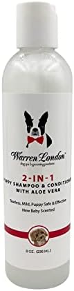 Warren London 2in1 Puppy Shampoo & Conditioner – Tearless Pet Shampoo for Puppies & Cats – Made in USA - 8oz Warren London