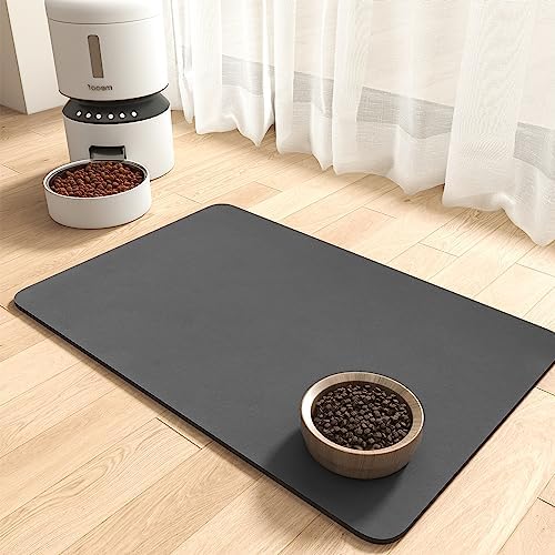 MontVoo-Absorbent Pet Feeding Mat-No Stains Dog Mat for Food and Water Bowl-Quick Dry Dog Cat & Dog Food Mat Water Dispenser Mat-Pet Supplies Mat-Dog Water Bowl Mat for Messy Drinker (12"x19", Brown) MontVoo