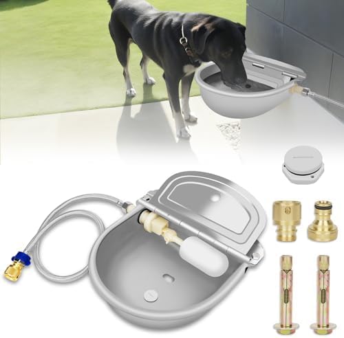 Automatic Water Bowl Dispenser for Dog, 304 Stainless Steel Animal Waterer Kit with Float Valve,for Livestock,Horse,Dog,Goat,Pig, Chicken, Animals Drinking Water Trough Js2U ZW