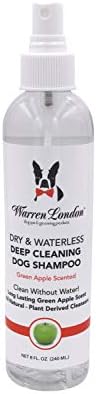 Warren London Dry & Waterless Shampoo for Dogs & Pets | No Rinse Dog Shampoo for Smelly Dogs | Waterless Shampoo Spray for Dogs | Made in USA | Green Apple Scent 8oz Warren London