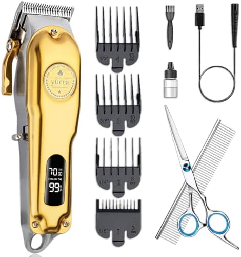 yucca Dog Grooming Clippers for Thick Heavy Coats, Cordless Animal Clippers Professional, Rechargeable Low Noise Clippers Pet, Thick Fur Clippers with 7000 RPM Powerful Motor Yucca