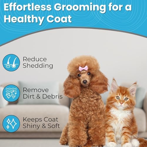 Self Cleaning Slicker Brush, Skin Friendly Deshedding Grooming Tool for Dogs & Cats, Suitable for Shedding & Haired Pets, with Pet Supplies Accessories (Small) Richpet