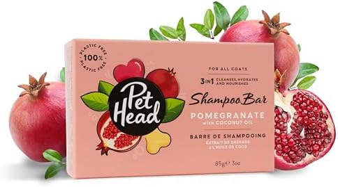 Pet Head Pomegranate Shampoo Bar for Dogs – 3in1 Cleanses, Hydrates & Nourishes All Dog Coats, with Oat Kernel Extract & Coconut Oil. Free of parabens & sulphates. Gentle Formula for Puppies (3oz) Company of Animals