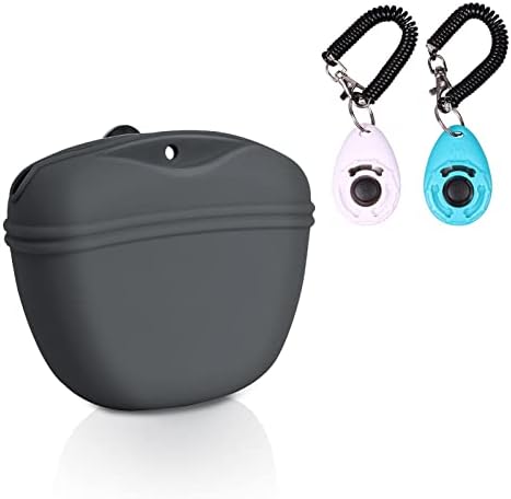 Left&Right Dog Clicker Training Kit,Silicone Dog Training Treat Pouch and Dog Clickers,Dog Treat Bag with Clicker Training for Dogs,Pet Treat Bag with Convenient Magnetic Buckle Closing and Waist Clip Left&Right