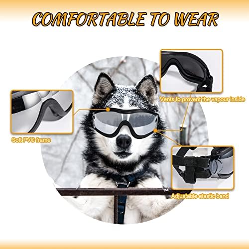 NVTED Dog Sunglasses/Goggles, UV/Wind/Dust/Fog Protection Pet Glasses Eye Wear with Adjustable Strap for Medium or Large Dog (Pack of 1) NVTED