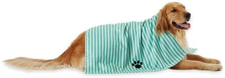 Bone Dry Pet Grooming Towel Collection Absorbent Microfiber X-Large, 41x23.5", Striped Aqua Bone Dry