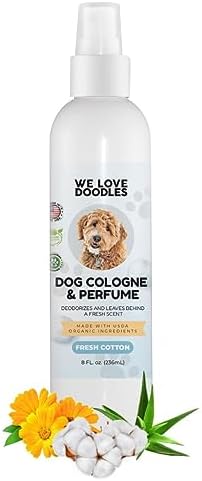 Dog Cologne & Perfume, Deodorizing, Organic, Made In USA, Long Lasting After Bath, Deodorant For Smelly Dogs, Pawfume For Pets, Odor Eliminator Spray Puppies, Fresh Cotton [We Love Doodles] We Love Doodles