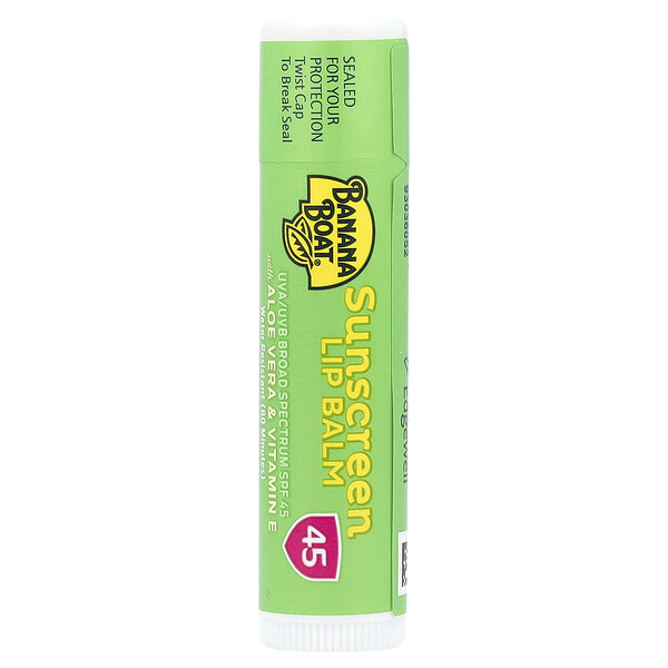 Sunscreen Lip Balm With Aloe Vera & Vitamin E, SPF 45, 0.15 oz (4.25 g) BANANA BOAT