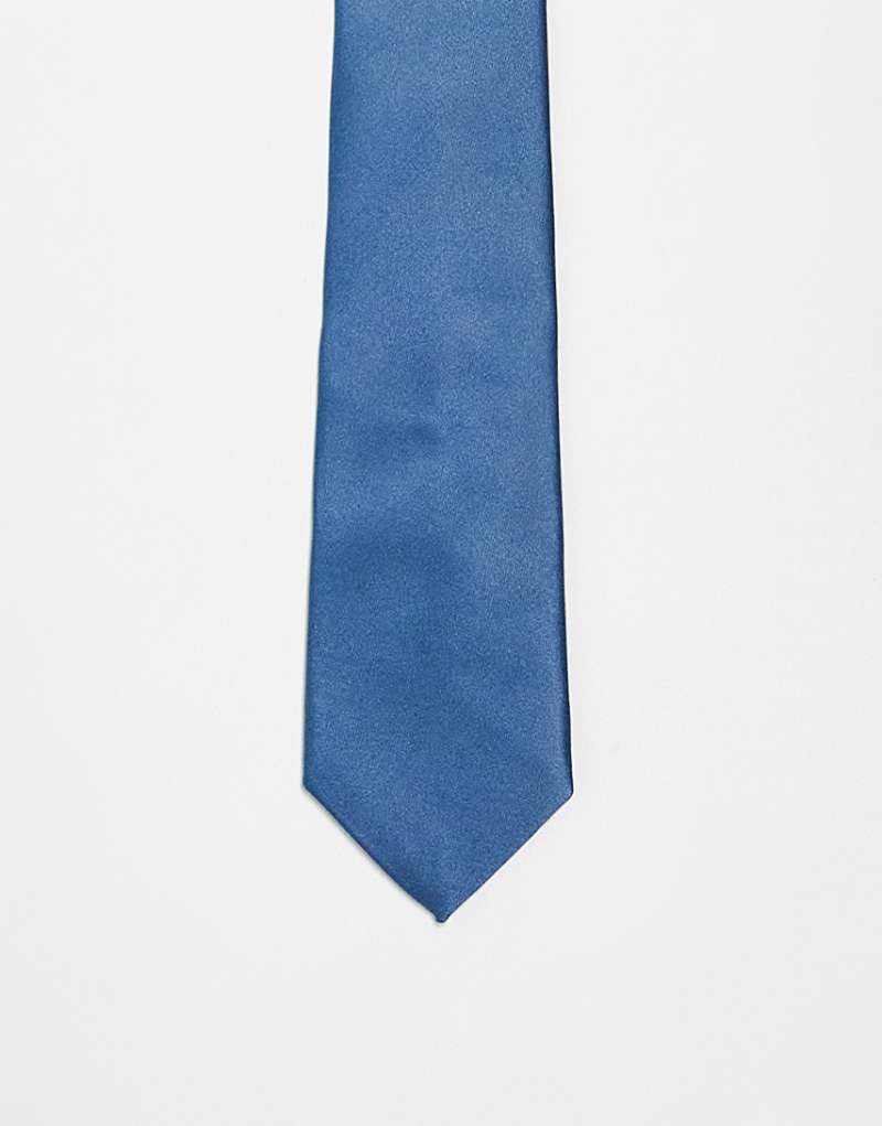 ASOS DESIGN satin tie in blue ASOS DESIGN