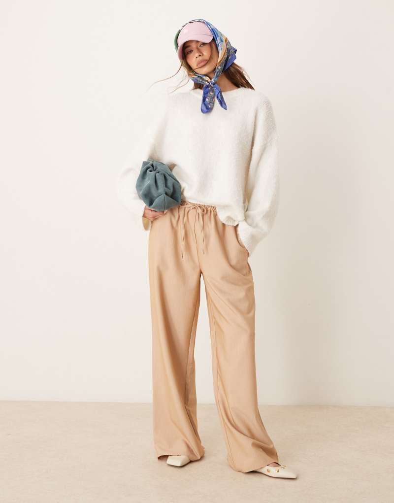 ASOS DESIGN double waistband pants in caramel ASOS DESIGN