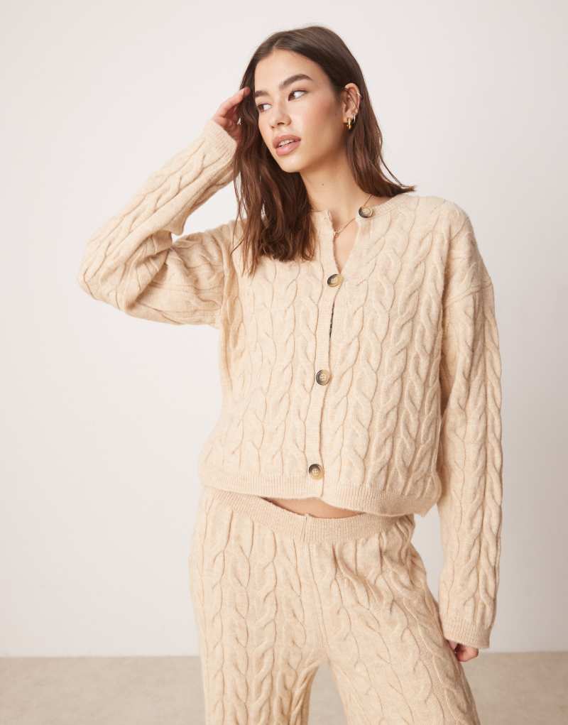 Miss Selfridge knitted cable cardigan in taupe - part of a set Miss Selfridge