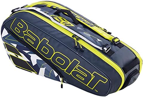 Теннисная сумка RHX6 Pure Aero серого и желтого цвета для 6 ракеток Babolat