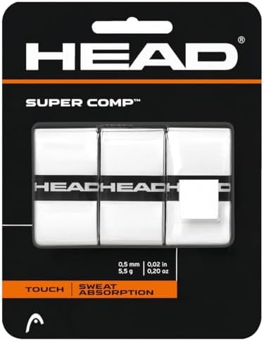 Грипсы HEAD Super Comp White, 3 шт., эластомер для улучшенного сцепления и влагопоглощения Head