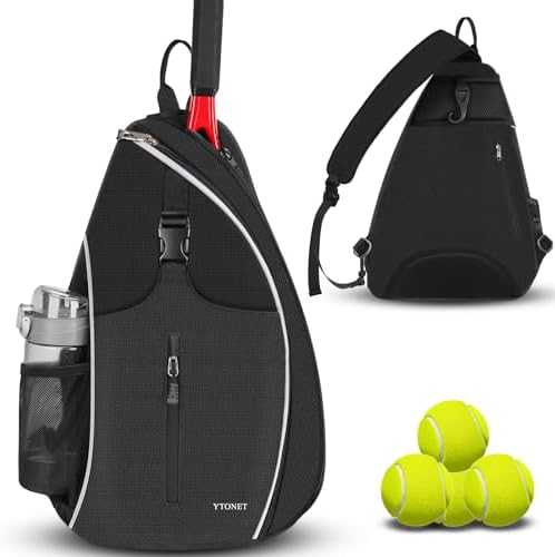 Ytonet Tennis Bag, Tennis Sling Backpack Crossbody Water Resistant for Men Women, Compatible for Pickleball Tennis Badminton Rackets Ytonet