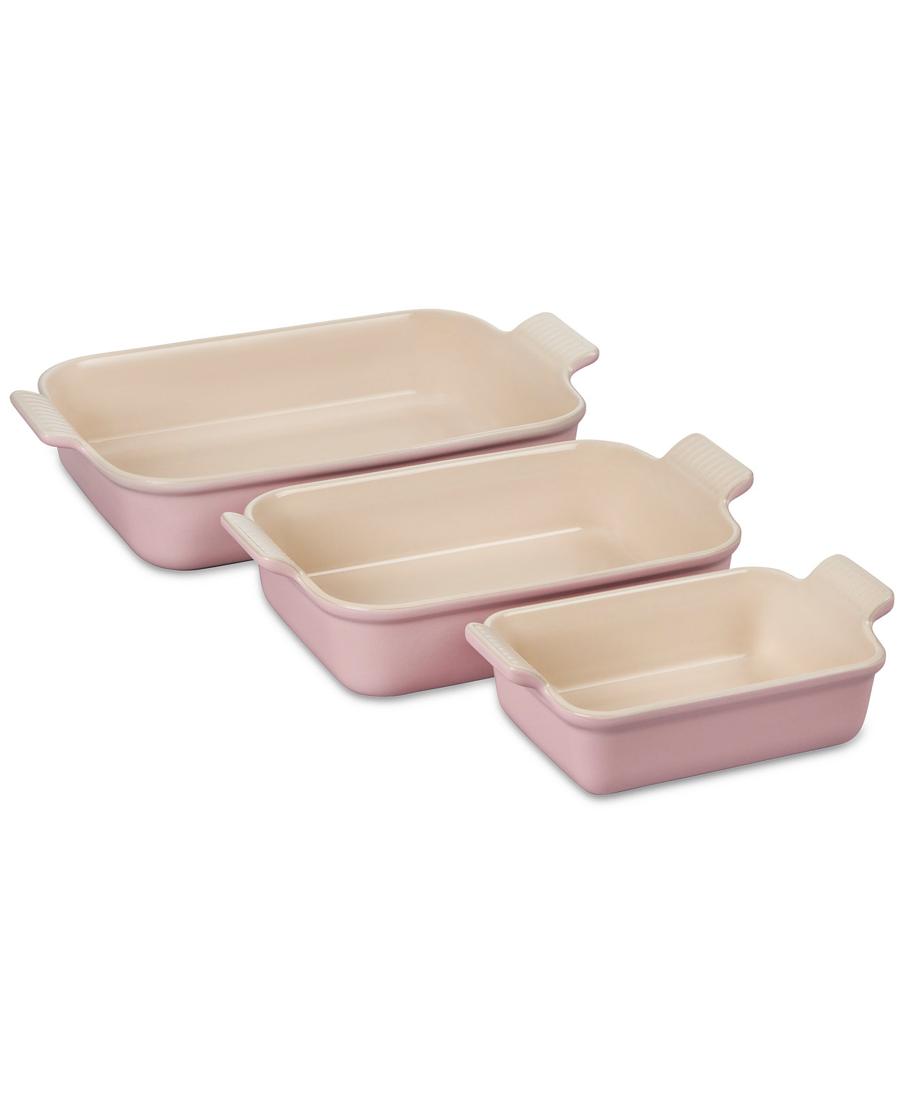 Набор из 3-х прямоугольных посуды из каменнойware, 1.1-л, 2.5-л и 4-л Le Creuset