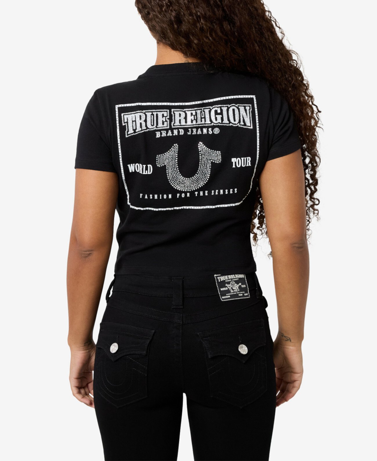 Хлопковая футболка True Religion с лошадиной подковой из кристаллов True Religion