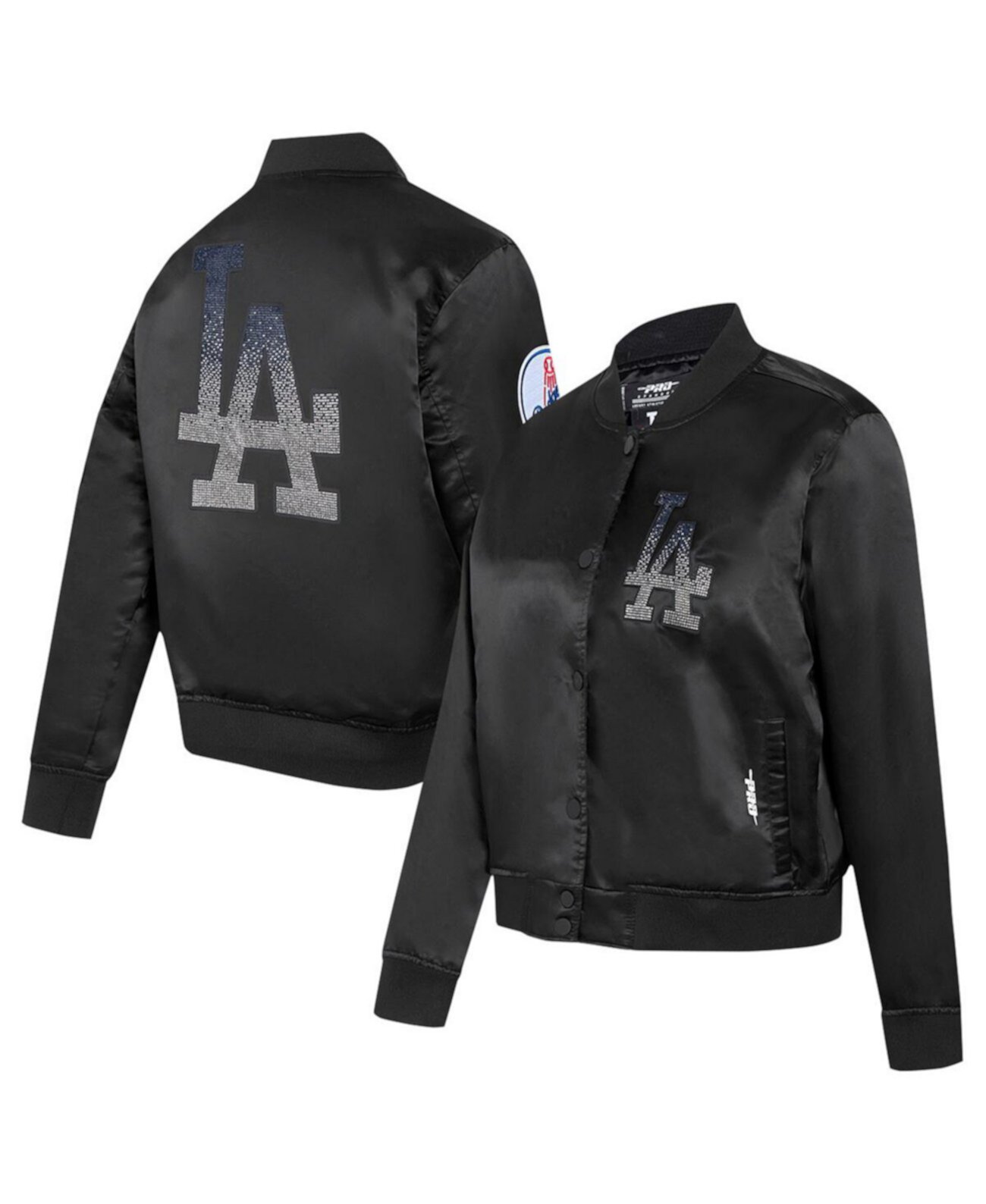 Куртка Pro Standard Women's Black Los Angeles Dodgers с украшением из страз, теплый сатин Pro Standard