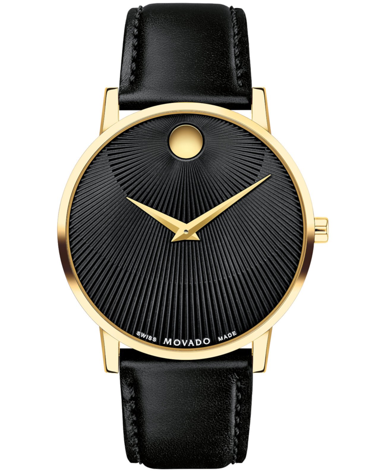 Часы мужские Museum Classic с кварцевым механизмом, черный кожаный ремешок, 40 мм Movado