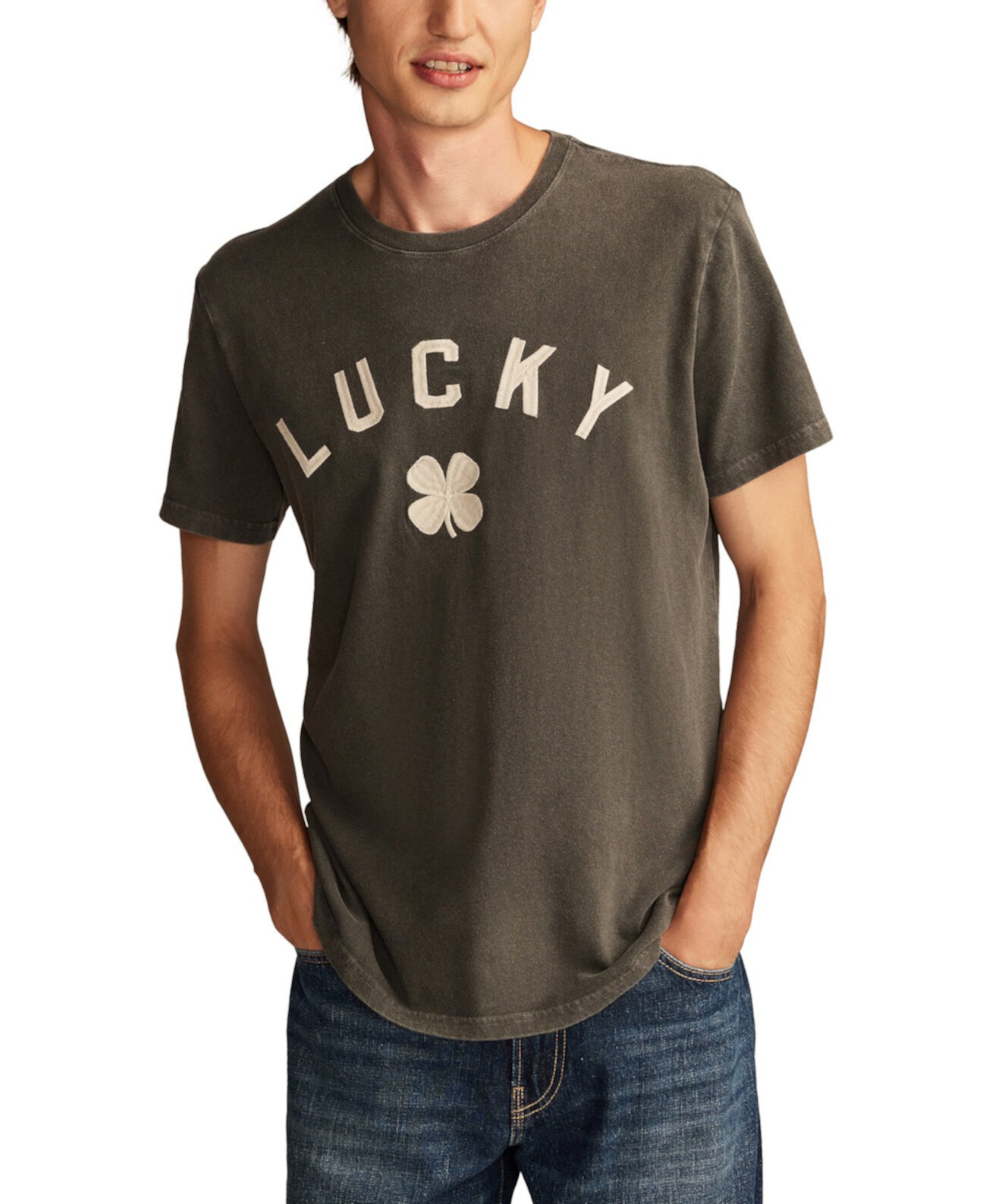 Мужская футболка с графикой Lucky Clover, классический крой, 100% хлопок Lucky Brand