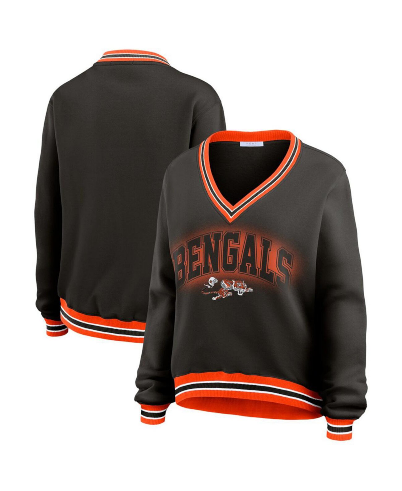 Женский черный свитшот Cincinnati Bengals с длинными рукавами и V-образным вырезом WEAR by Erin Andrews