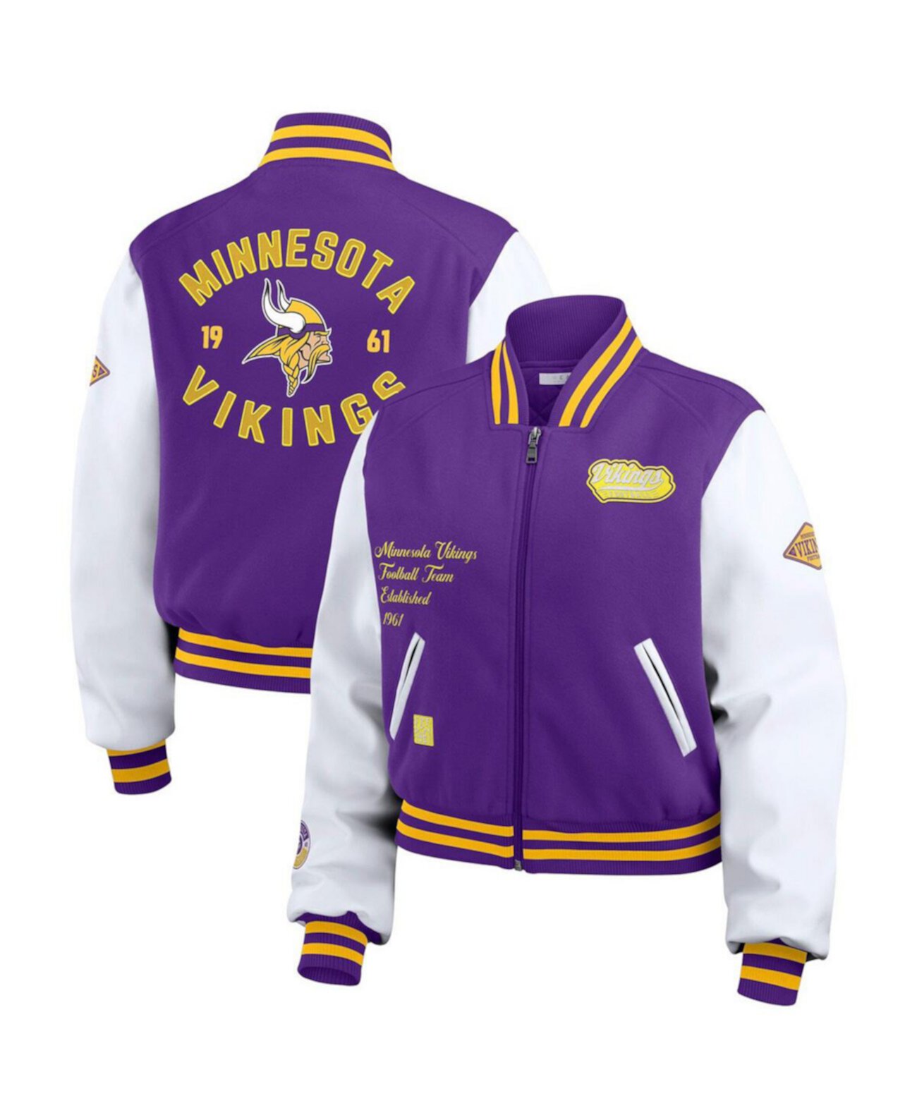 Женская фиолетово-белая университетская куртка Minnesota Vikings с полной застежкой WEAR by Erin Andrews