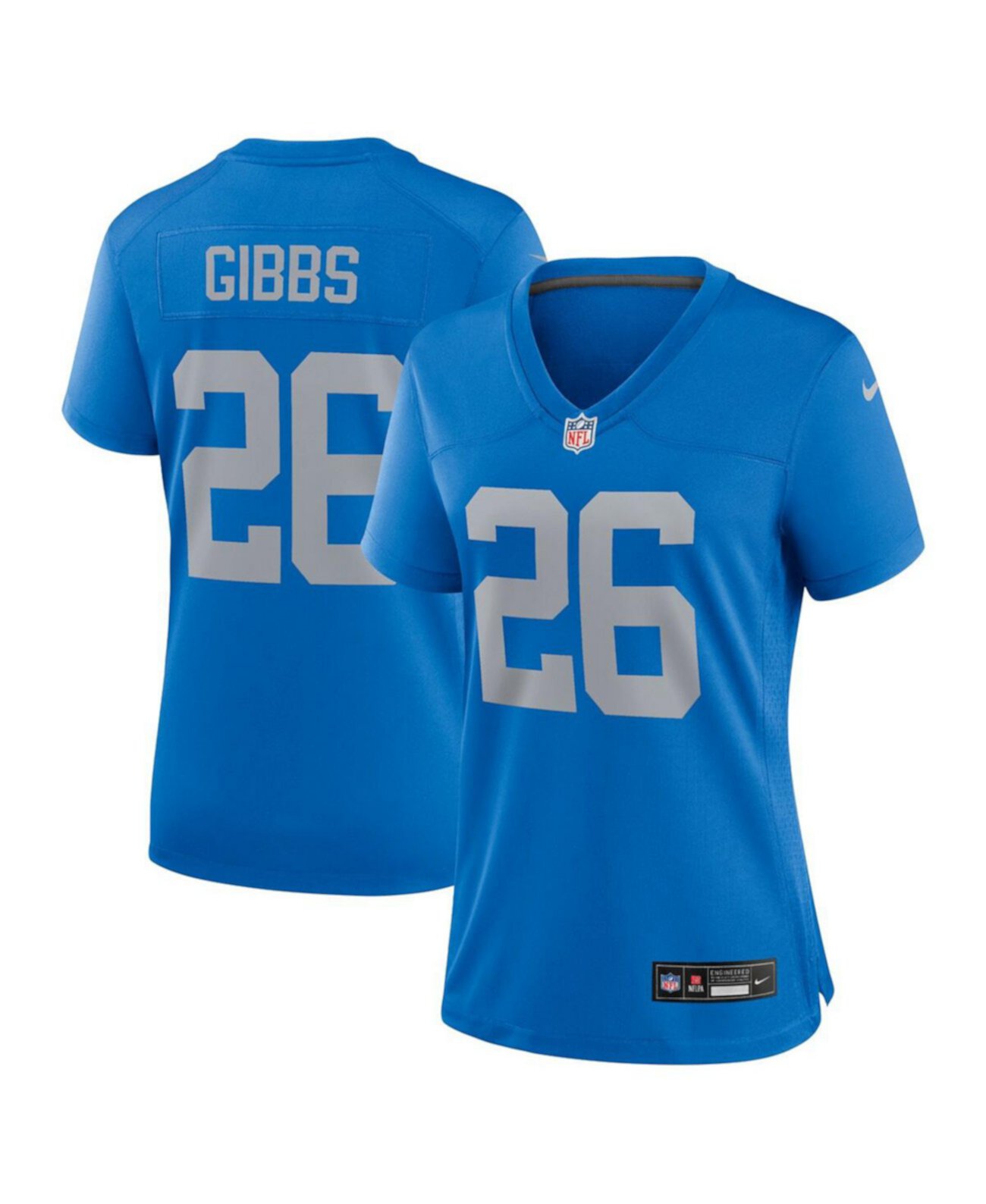 Женская игровая синяя футболка Jahmyr Gibbs с коротким рукавом Detroit Lions от Nike Nike