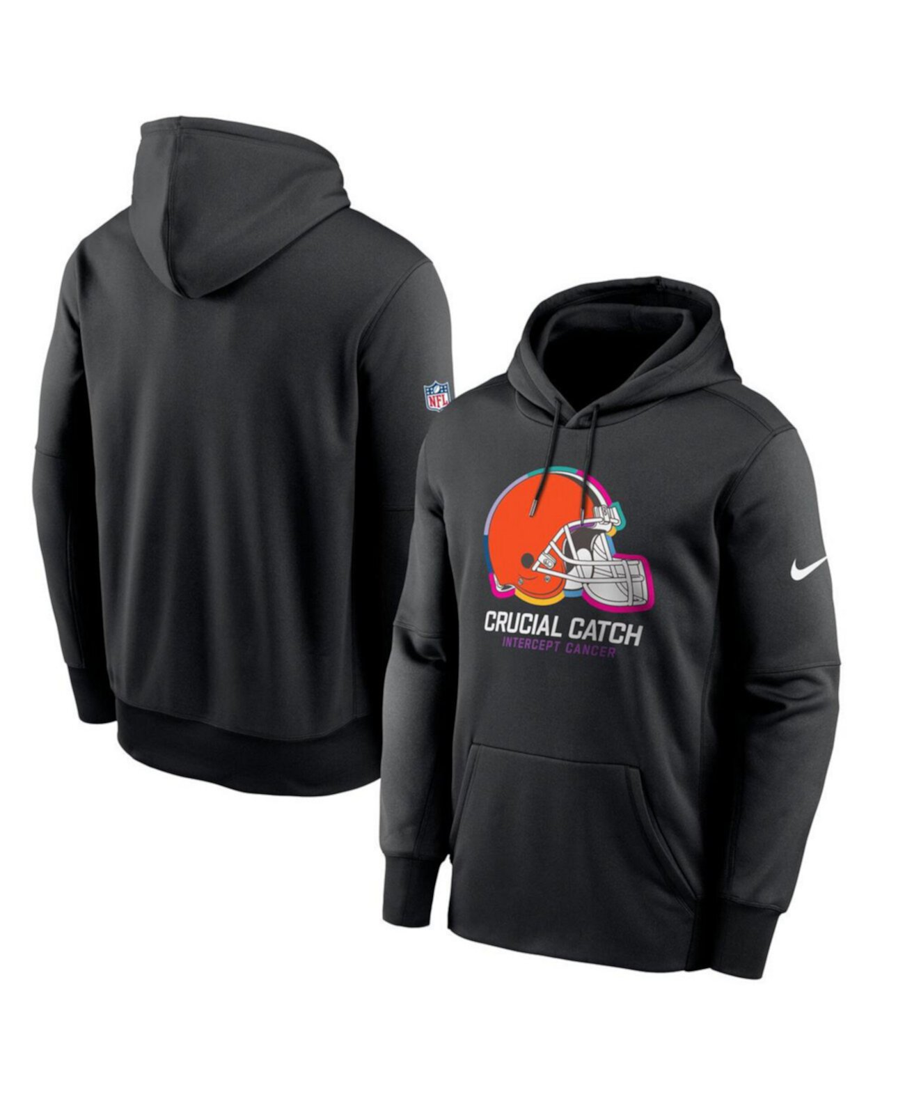 Мужское черное худи Cleveland Browns 2024 NFL Crucial Catch с технологией Therma-FIT Nike