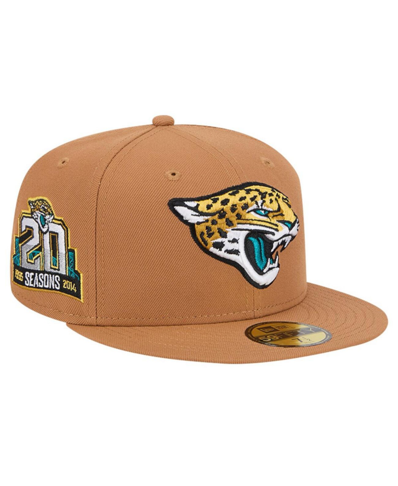 Мужская бейсболка цвета тан с логотипом Jacksonville Jaguars 59FIFTY на высокой короне New Era