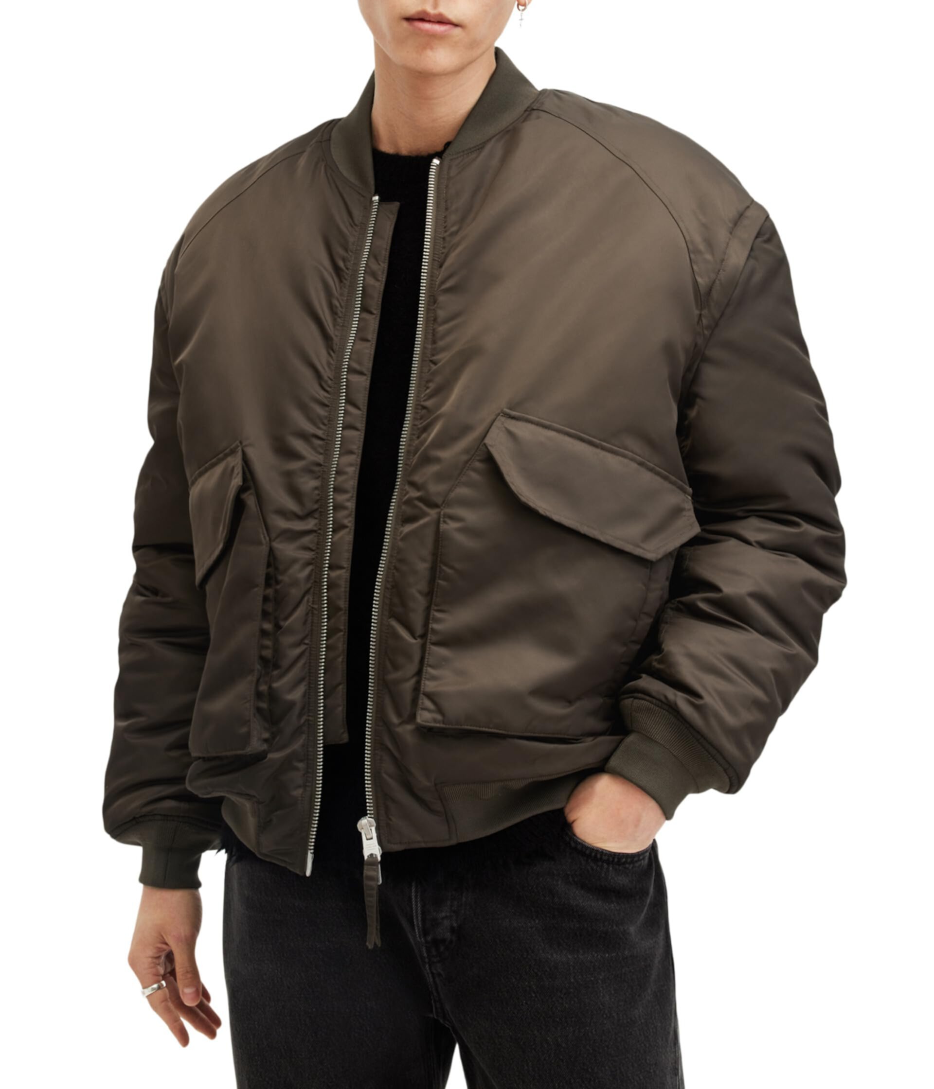 Куртка Hawk Bomber AllSaints с съемными рукавами и карманами на молнии AllSaints