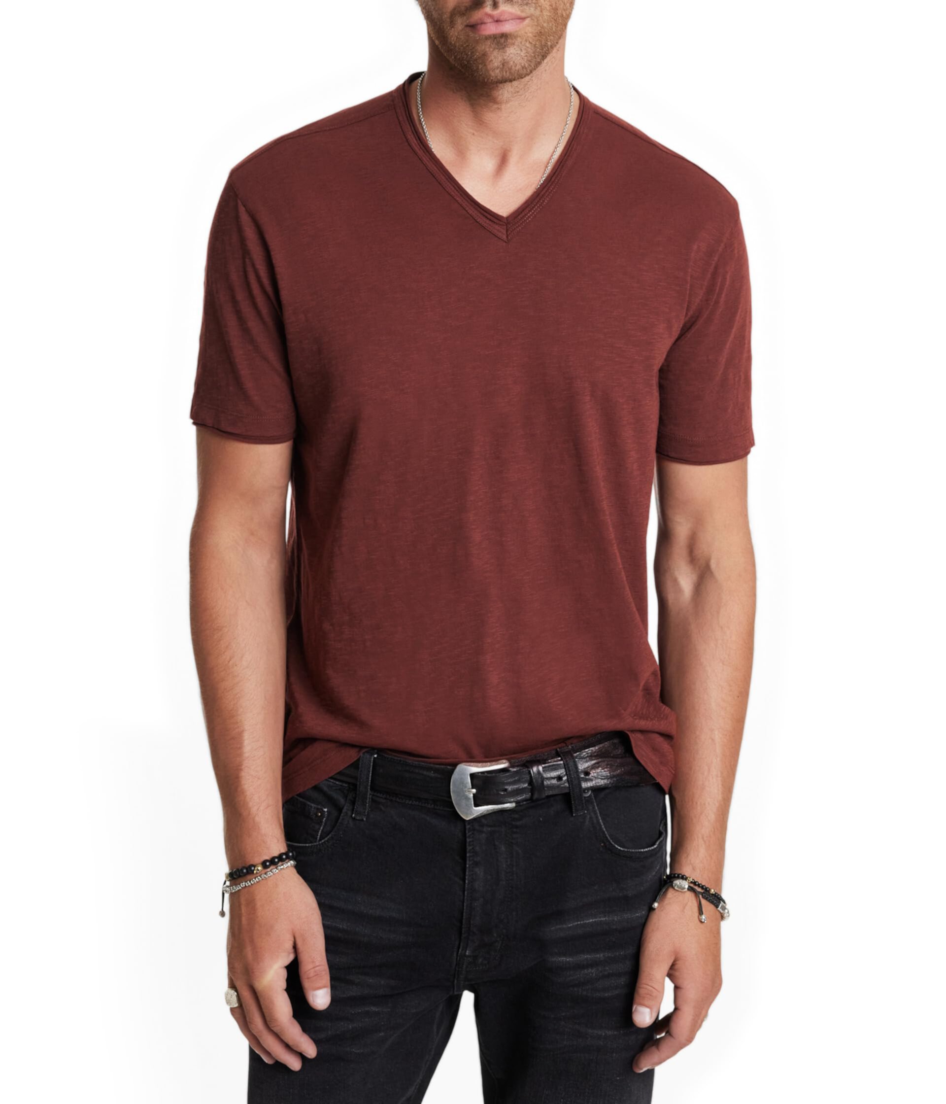 Футболка Miles V Neck от John Varvatos из 100% органического хлопка, короткий рукав John Varvatos