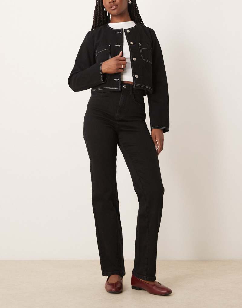 ASOS DESIGN comfort stretch straight leg jeans with twisted seam Asos Design