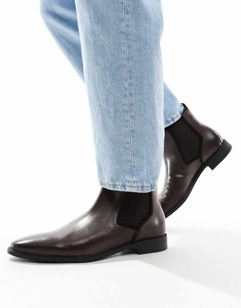 ASOS DESIGN chelsea boots in brown leather Asos Design