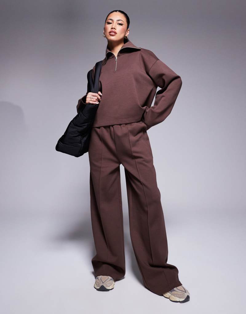 ASOS DESIGN interlock wide leg sweatpants in chocolate - part of a set Asos Design