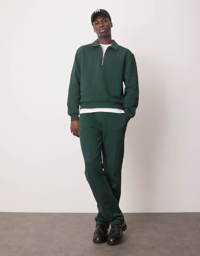 ASOS DESIGN straight leg sweatpants with pin tuck in green Asos Design