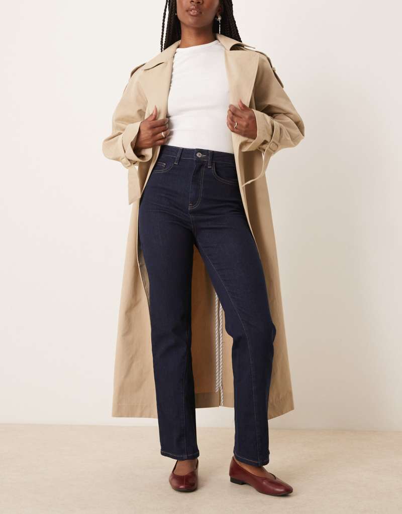 ASOS DESIGN comfort stretch straight leg jeans with twisted seam Asos Design