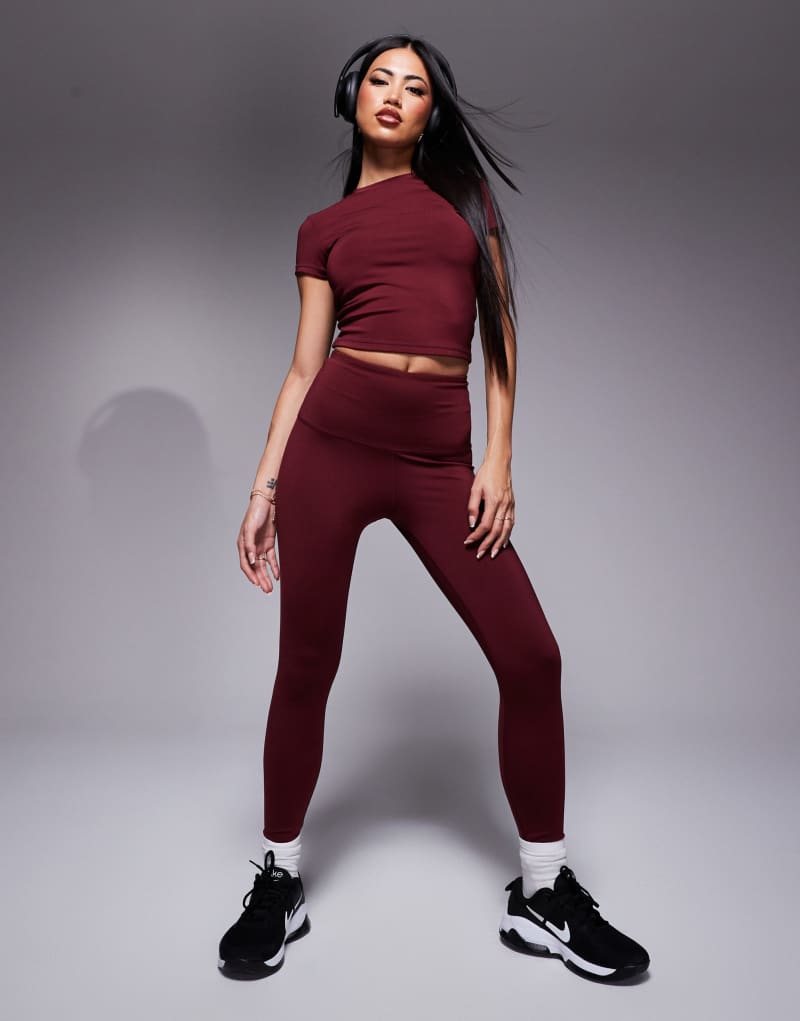 ASOS 4505 Icon booty sculpt gym leggings with inner pocket in burgundy  Asos 4505