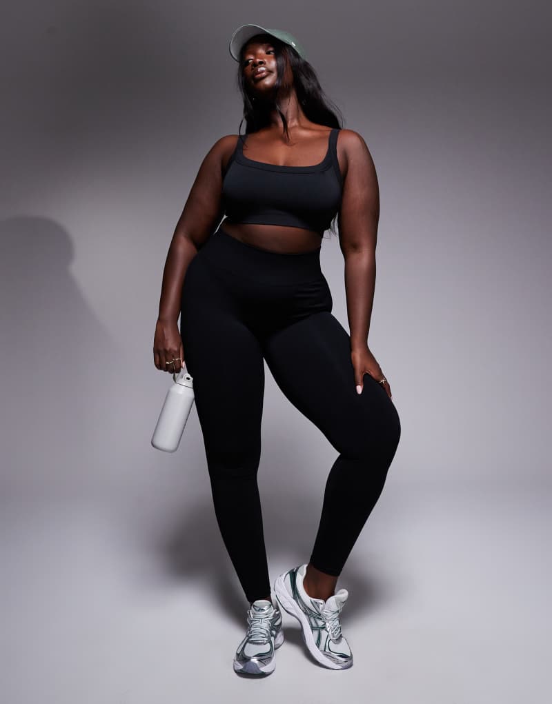 ASOS 4505 Curve sculpting seamless high rise gym leggings in black Asos 4505