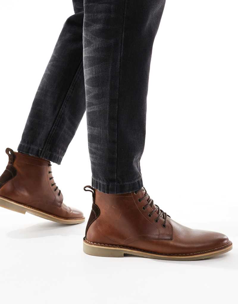 ASOS DESIGN lace up desert boots in tan leather Asos Design