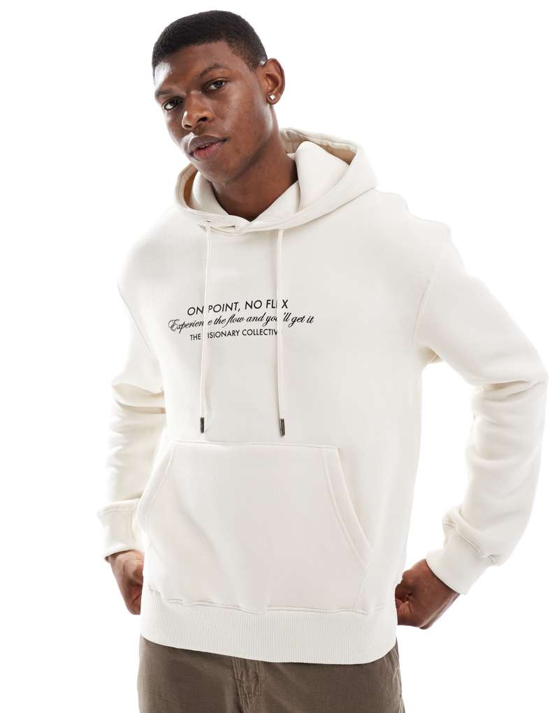 Bershka cherry On Point back printed hoodie in white Bershka