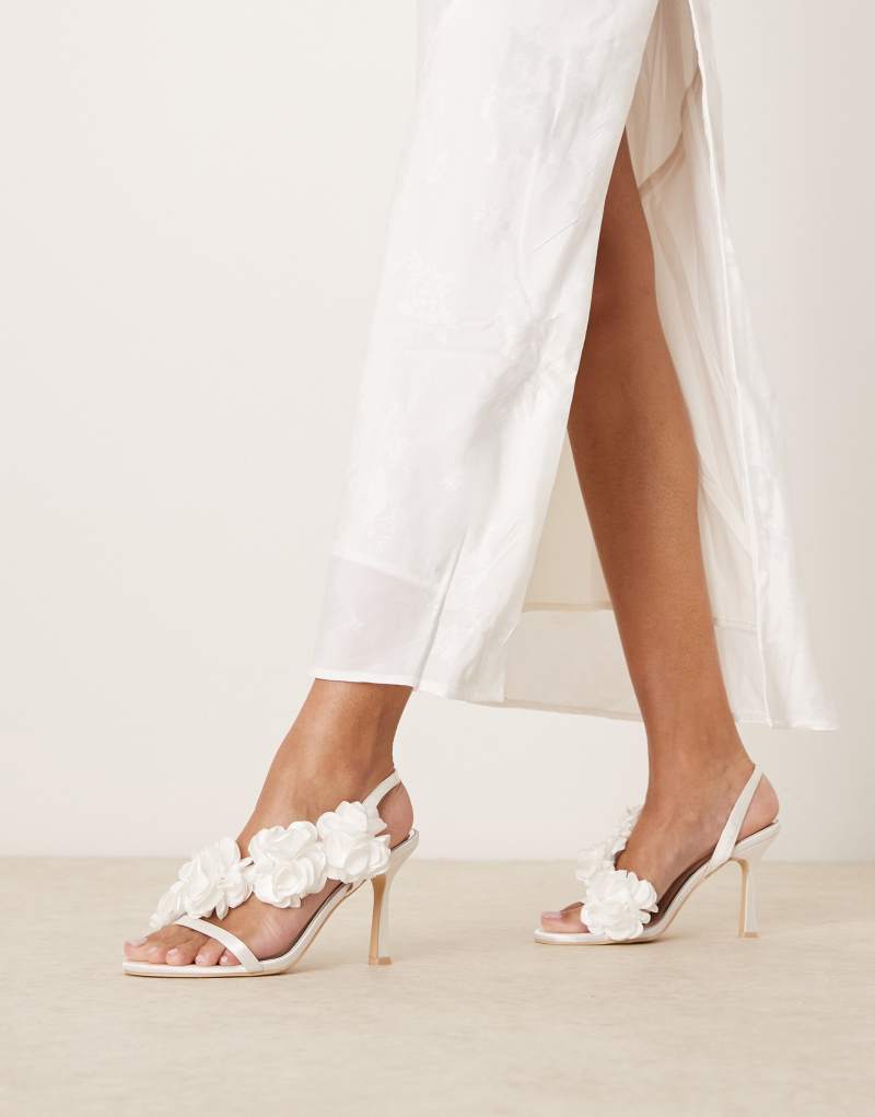 Be Mine Bridal Delira corsage heeled sandals in ivory Be Mine