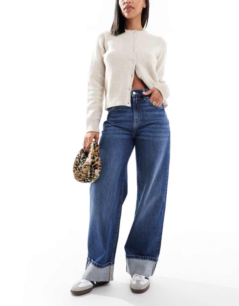 Cotton On straight cuff jeans in pure blue Cotton On