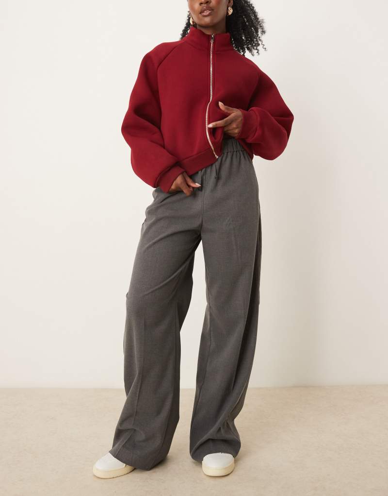 Mango tie waist straight leg pants in gray MANGO